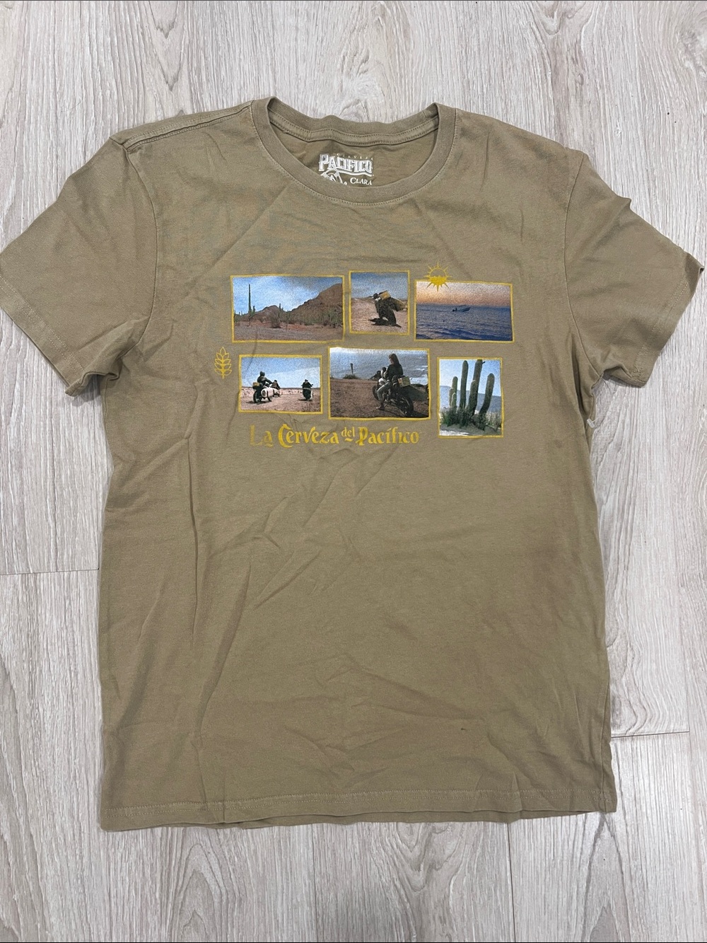 Lucky Brand Olive La Cerveza del Pacifico Graphic Short Sleeve Tee